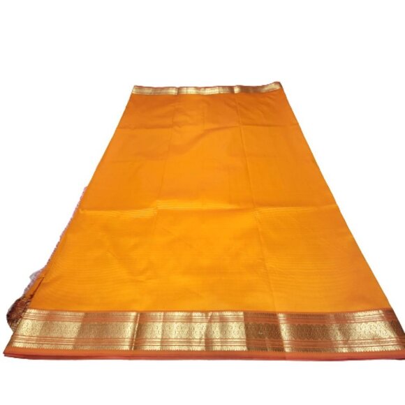 Saree in Orange and Gold Accents -Unstitched- NEW - Picture 2 of 8